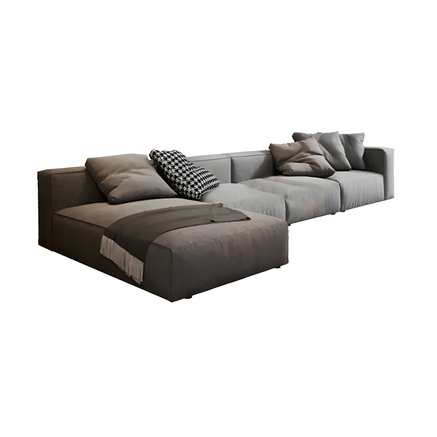 Modern Gray Chenille Stationary Sectional Sofa with Pillow Back and Wood Frame - image 13