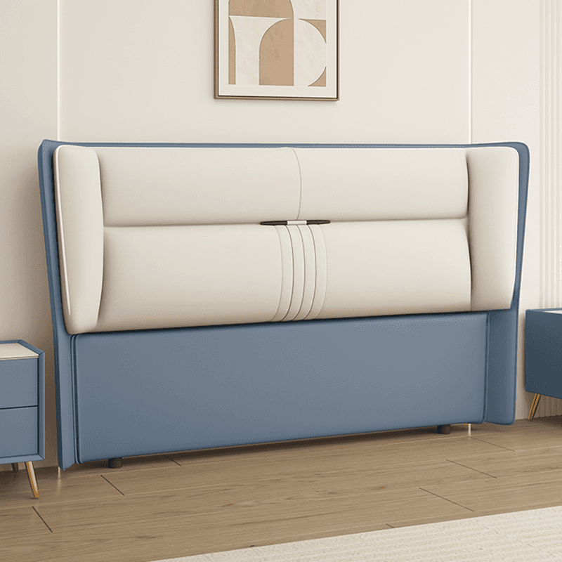 Trendy Panel Headboard in Natural Wood with No Distressing, Rectangle Shape for King/Queen/Full Bed, Sponge Upholstery, Standard Height