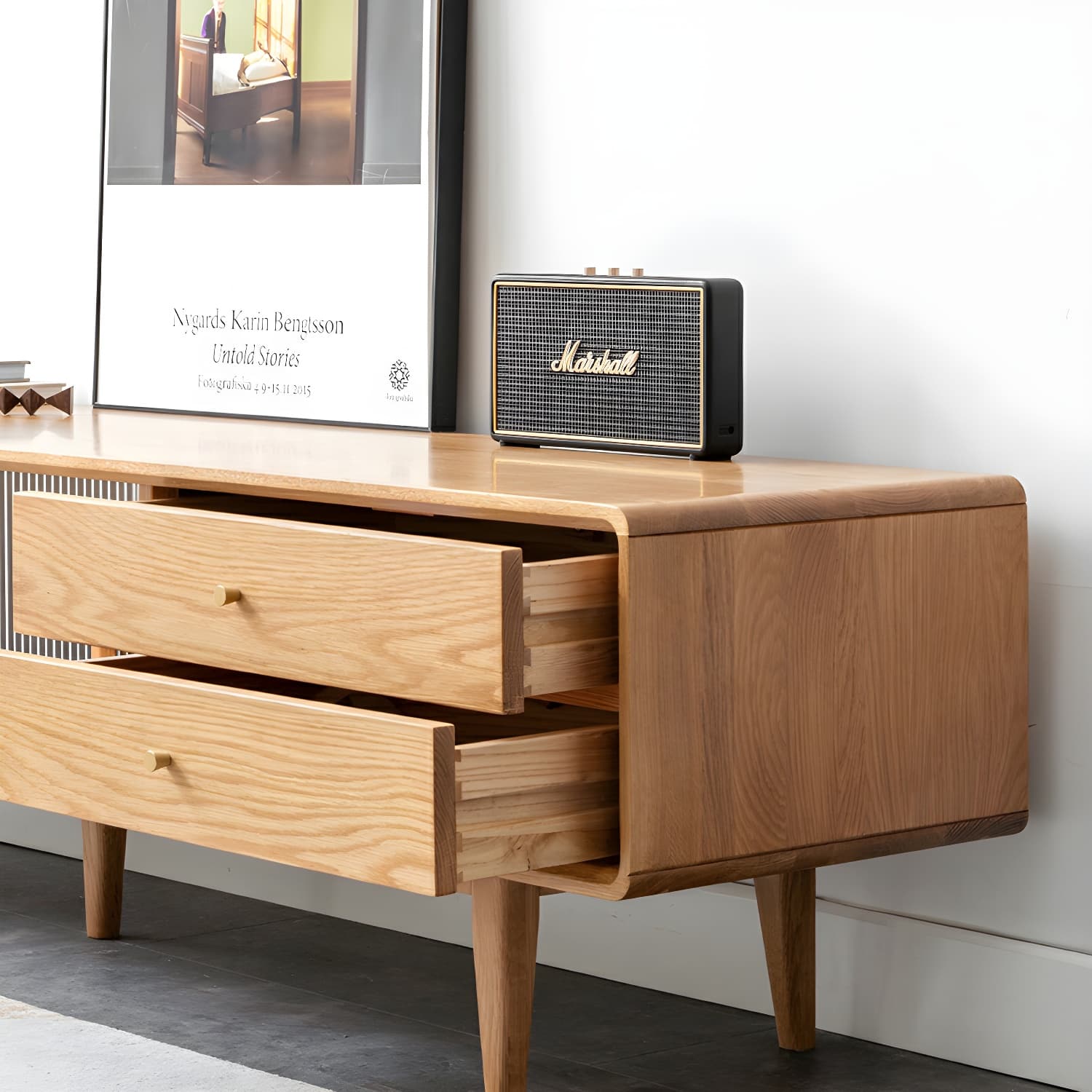 Scandinavian TV Stand with Low Height and the Cabinet Storage - image 9