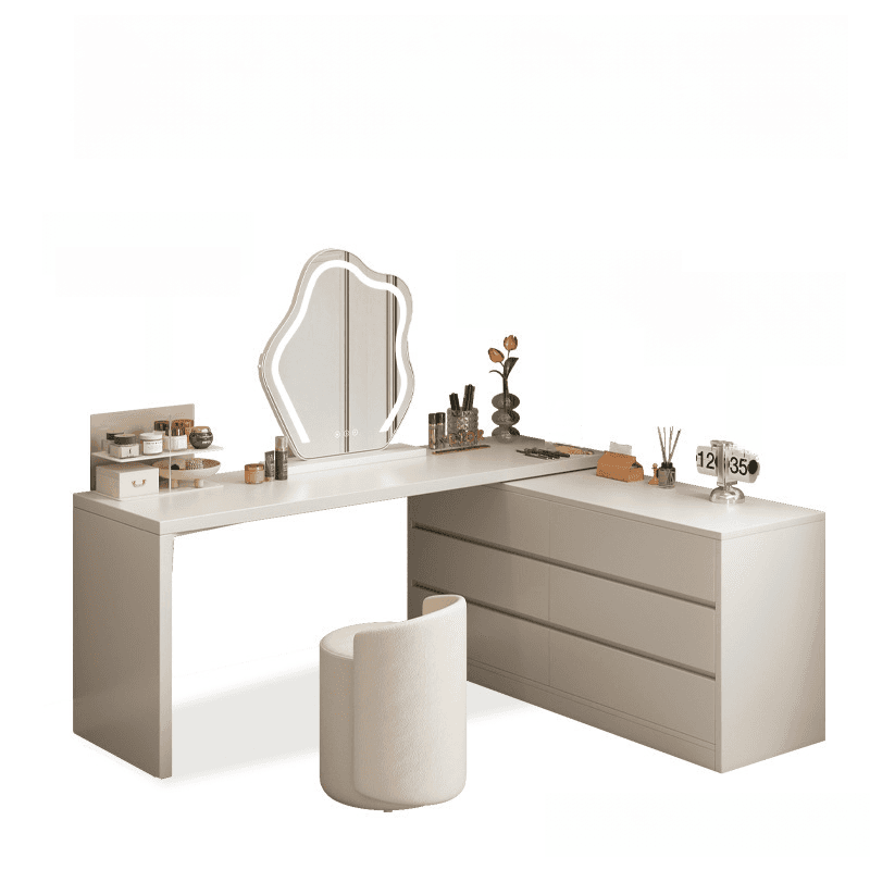 Chalk Modish Wood Makeup Vanity with Standard Length and Non-Upholstered Chair(s) - image 10