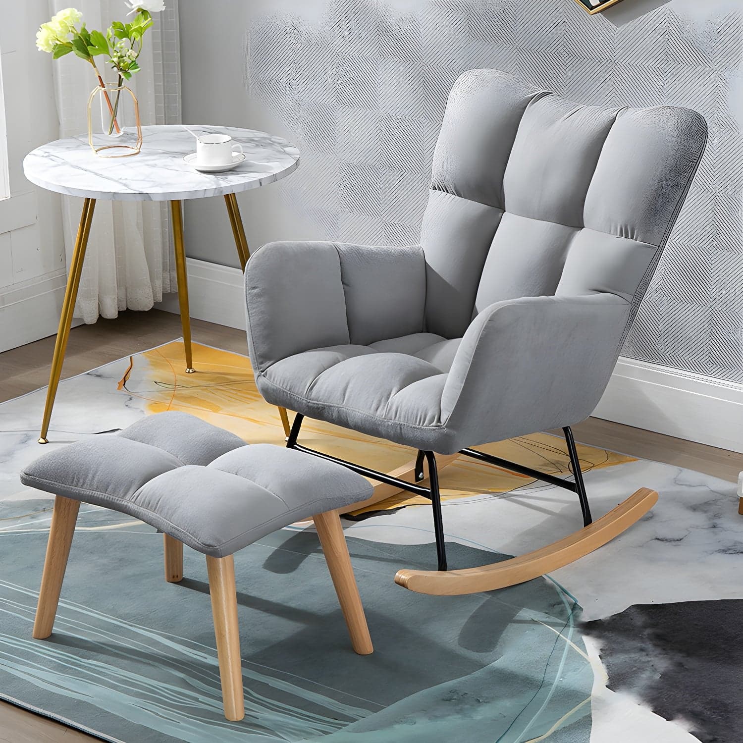 Simple Nordic Style Rocking Chair Balcony Lounge Recliner Sofa Rocking Chair - image 6