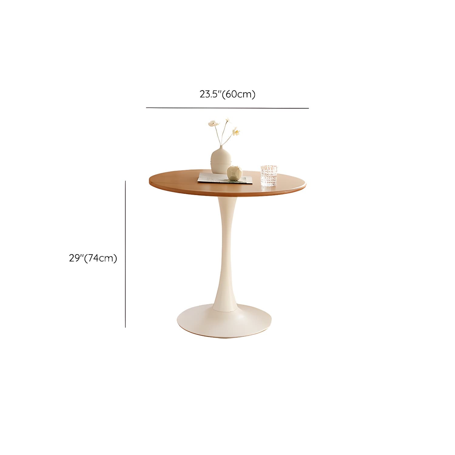 White Round Wood Dining Table with Steel Tulip Base, Modern Design - image 15