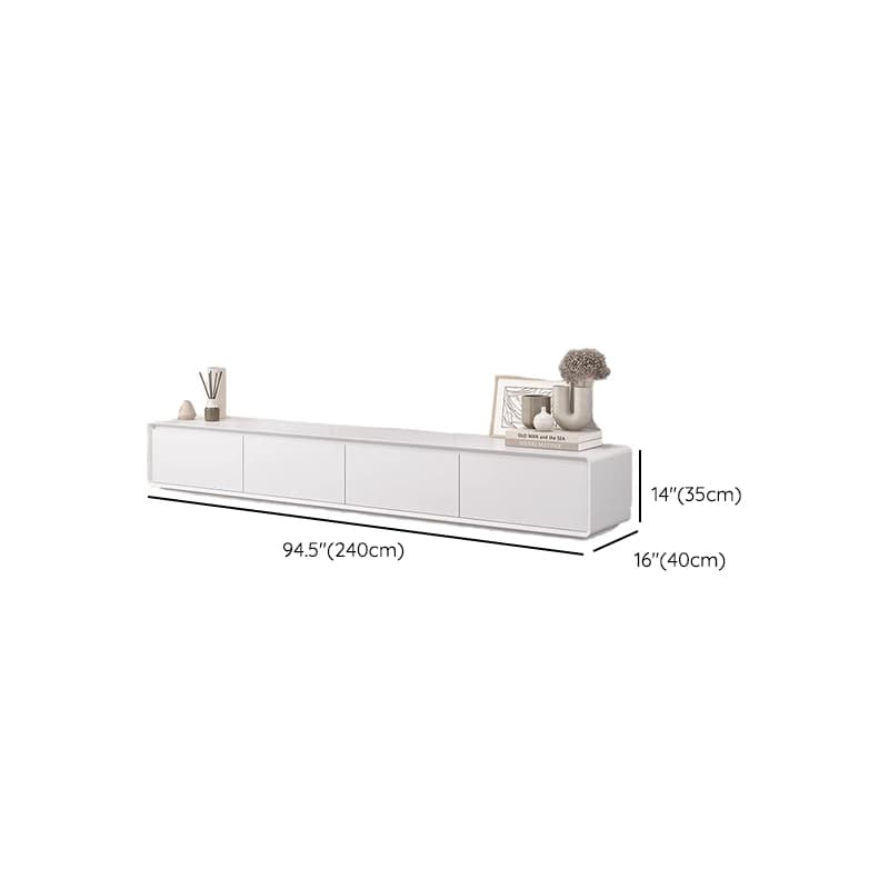 White Art Deco Wooden TV Stand with Shelf, 2 Drawers, 2 Cabinets, and Cable Management - image 7