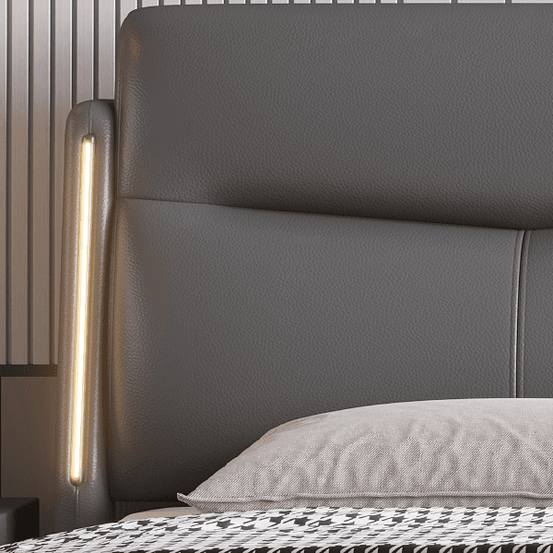 Light Gray Solid Color Storage Bed/Platform Bed with Timber Frame and Illumination Light for Living Room - image 6
