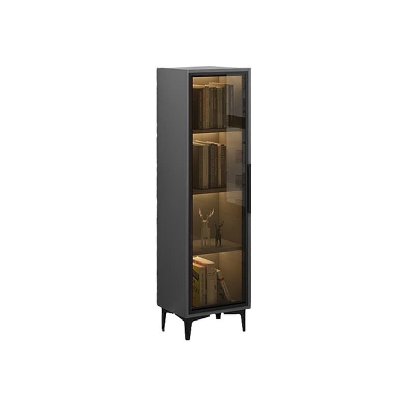 Glam Rectangle Accent Cabinet with Metal Base and Wood Countertop, Glass Doors and Lighting Included