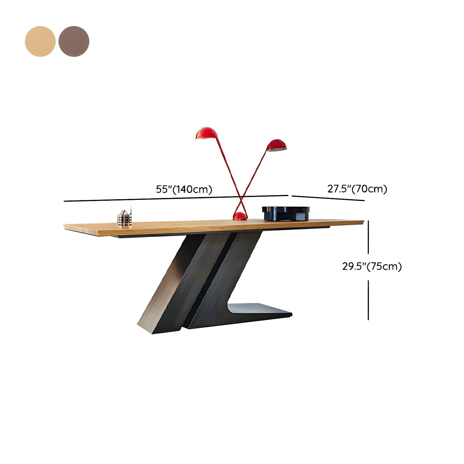 Modern Black Rectangle Wood Top Kitchen & Dining Table with Pedestal Base in Iron - image 13