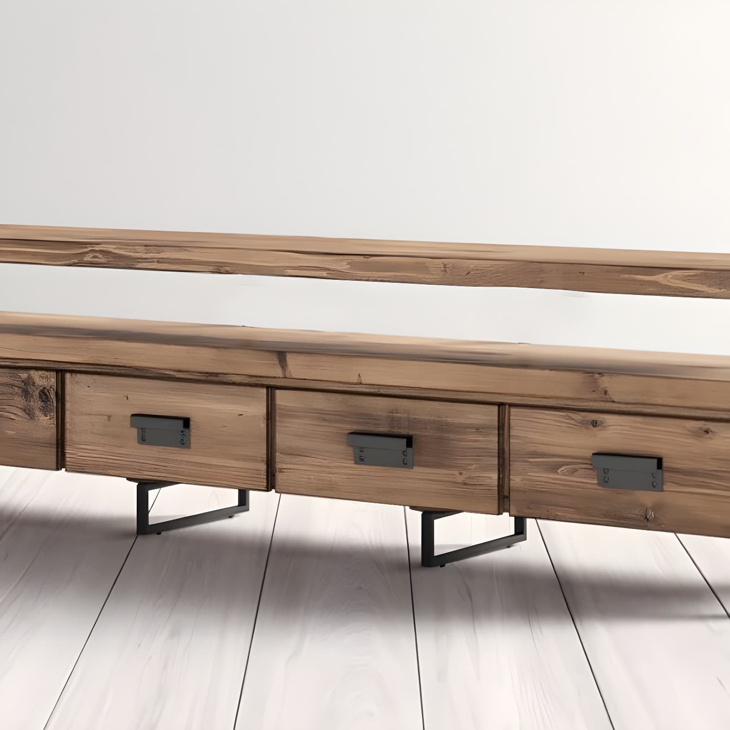 Industrial Wood TV Stand Console Open Storage TV Media Stand with Drawers for Living Room - image 8