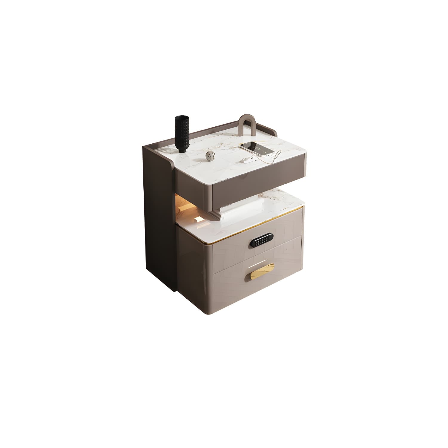 3-Drawer Nightstand with USB charging 21.65" Tall Faux Leather Nightstand - image 13