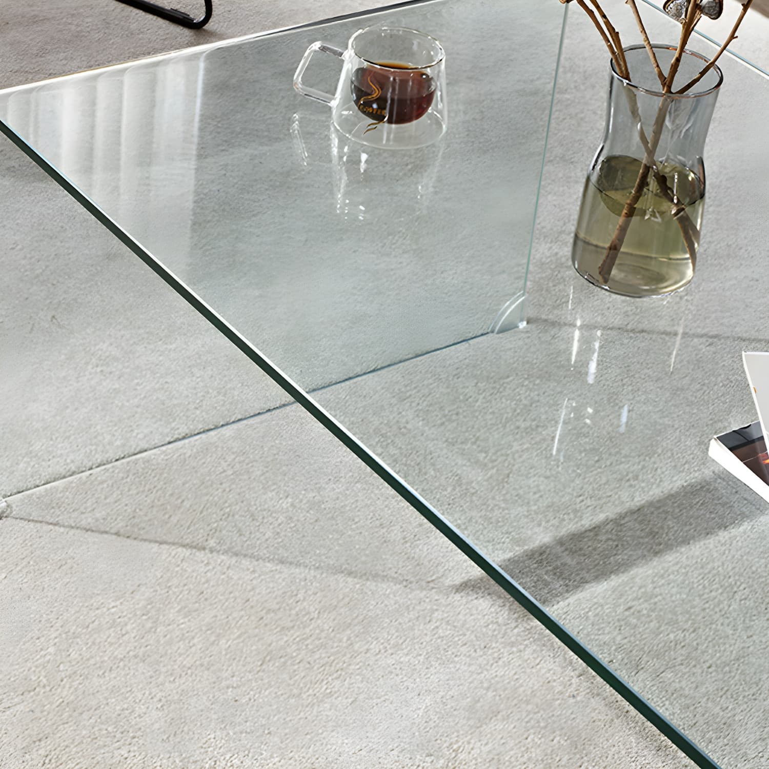 Contemporary Glass Sled Coffee Table Rectangle Cocktail Table - image 7