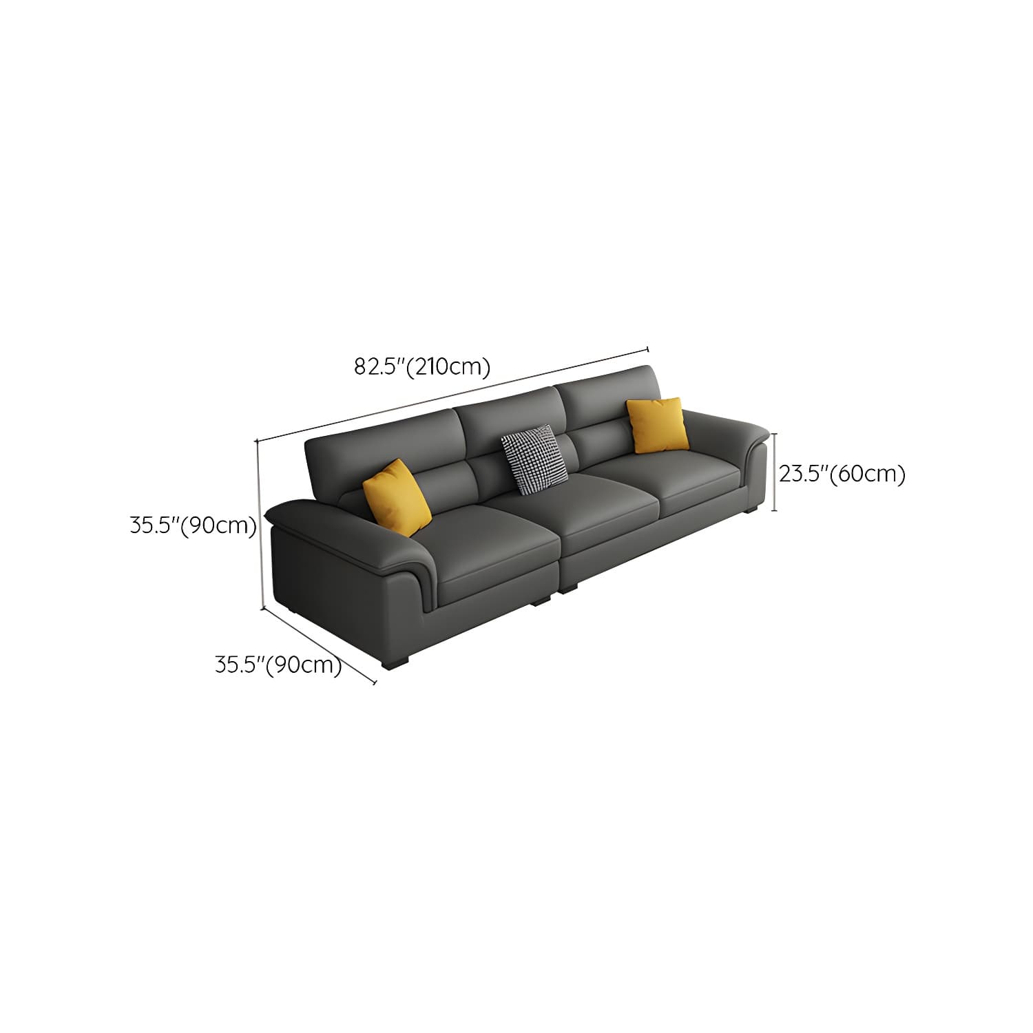 Modern Black Sectional Sofa with Pillow Top Arm and Cushion Back - image 10