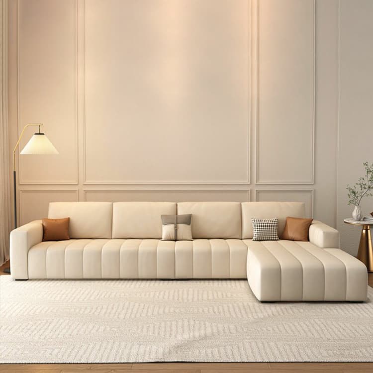 Modern Beige Sectional Sofa in Anti Cat Scratch Fabric with Square Arm - image 10