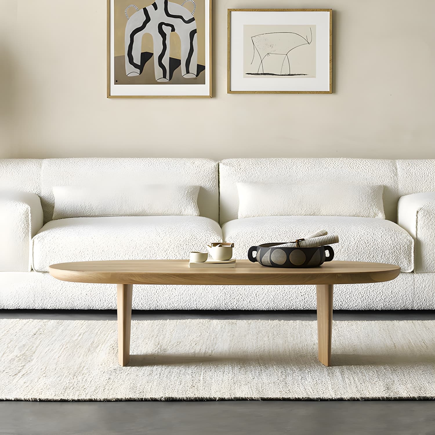 North European Wooden Coffee Table Oval Coffee Table for Living Room - image 4