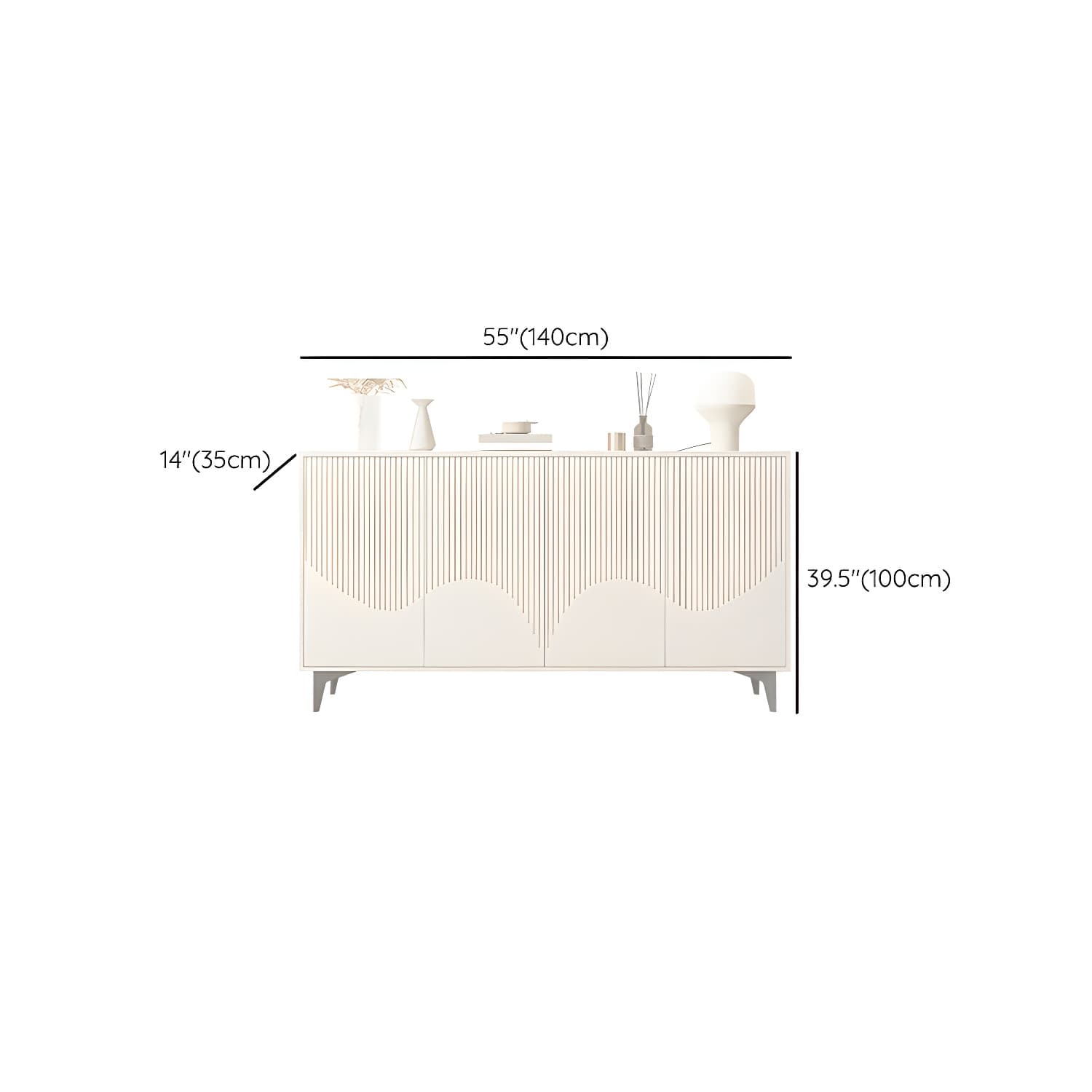 Modern White Wood Sideboard Credenza with Adjustable Shelving and 6 Interior Shelves - image 17