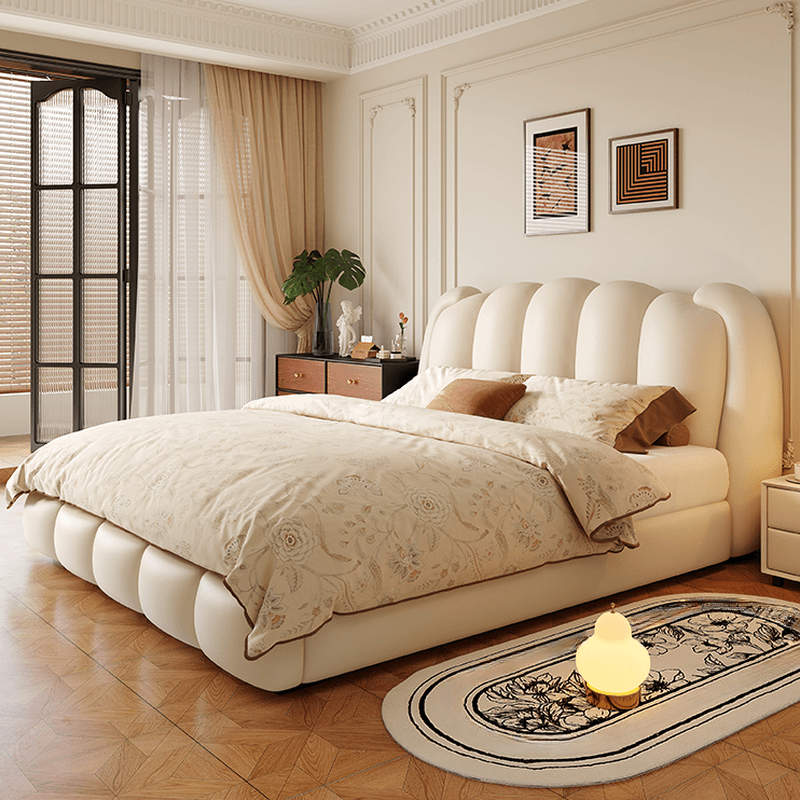 Solid Color Storage Included Panel Bed with 3 Storage Boxes, Panel Headboard, and Sponge Upholstery for Bedroom