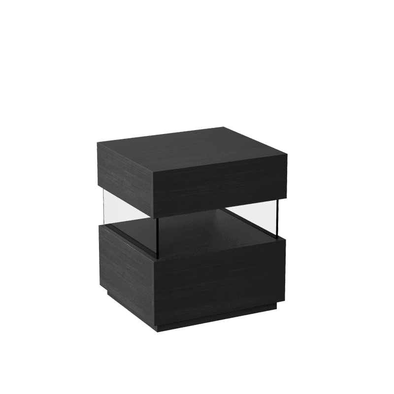 Modish Nightstand With Drawer Organization Featuring 2 Drawers, 1 Shelf, and Lumber Countertop