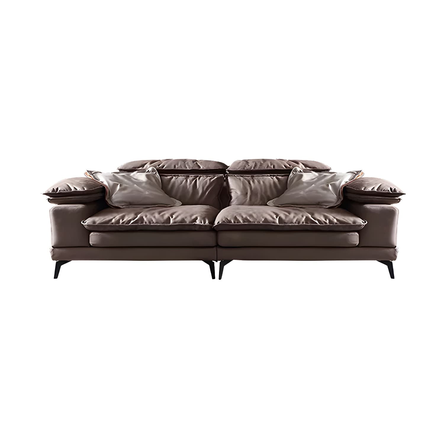Mid-Century Modern Brown Tech Cloth Sectional Sofa with Wood Frame and Pillow Top Arms - image 14