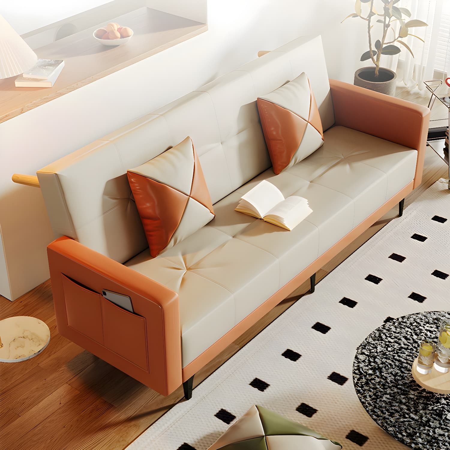 Modern Folding Double Chaise in Natural Color for Drawing Room - image 13