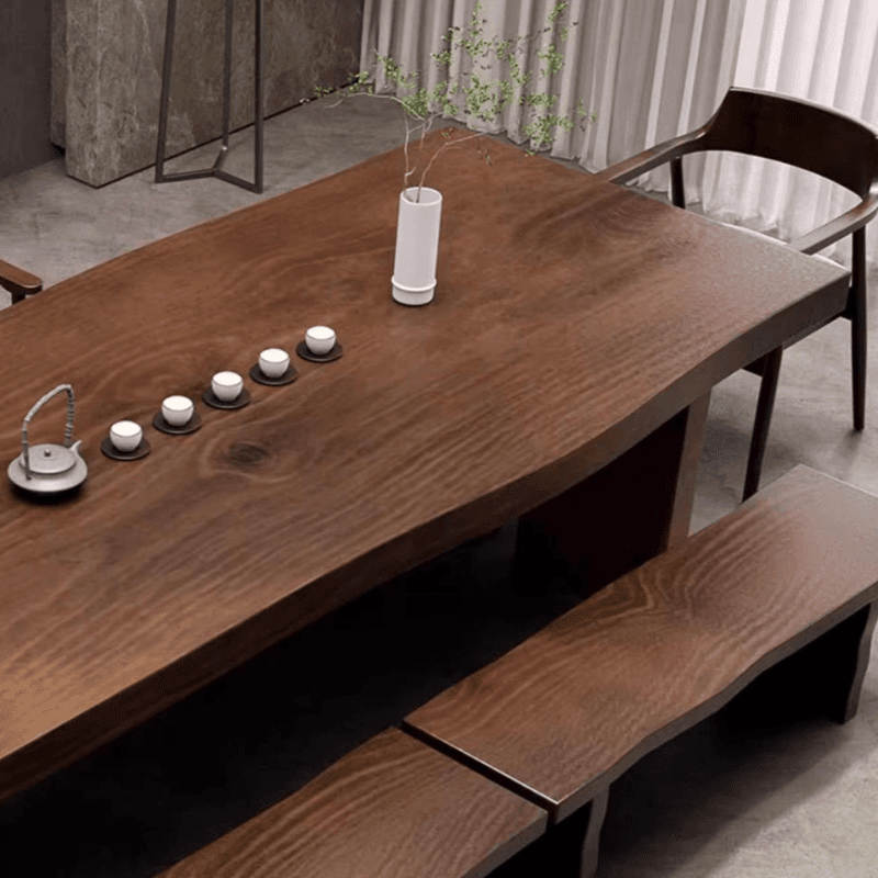Trendy Rectangular Dining Table in Pine, Fixed Mechanism, Seats 4 to 8, Dark Brown Finish