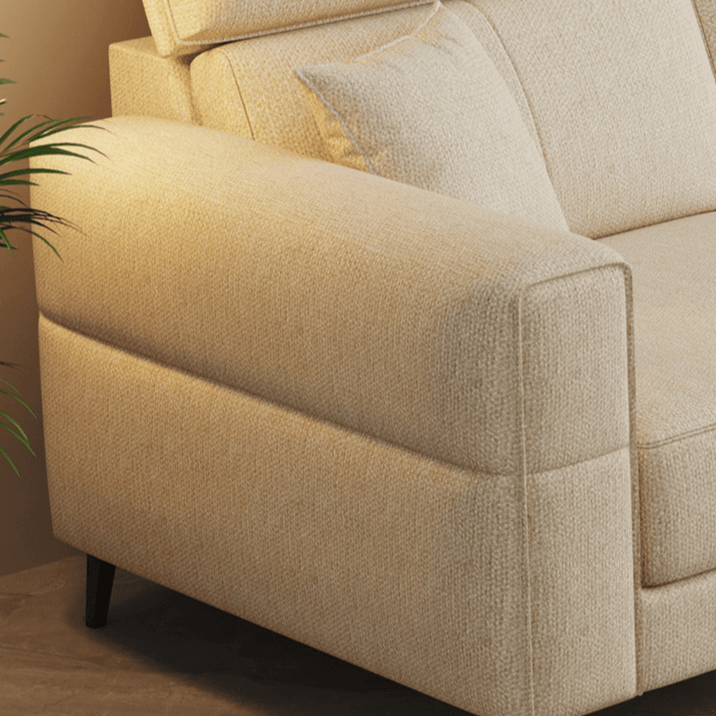 3 Pc Contemporary Modern L-Shape Sofa Chaise in Grey/Cream with Square Arm & Cushion Back - image 11