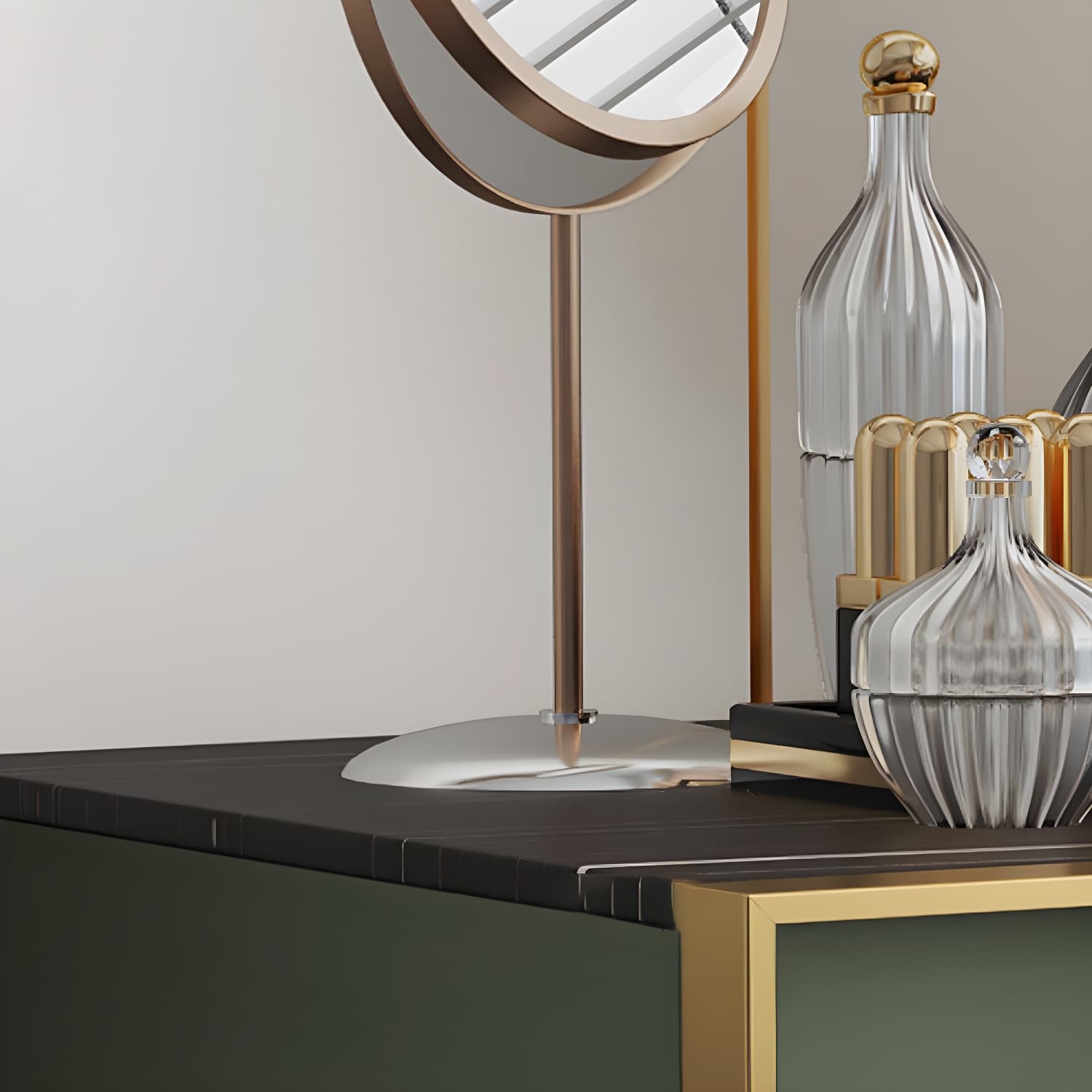 Luxurious Metal Make-up Vanity 4 Solid Wood Drawers Dressing Table - image 7