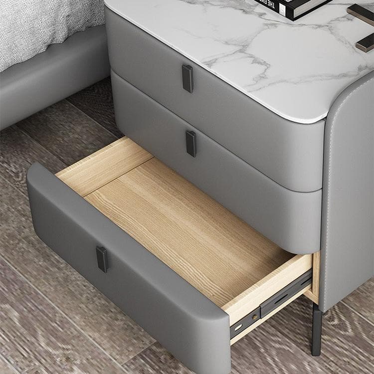 Modern Wooden 3-Drawer Nightstand Stone Countertop with Legs Partial Assembly Required - image 17