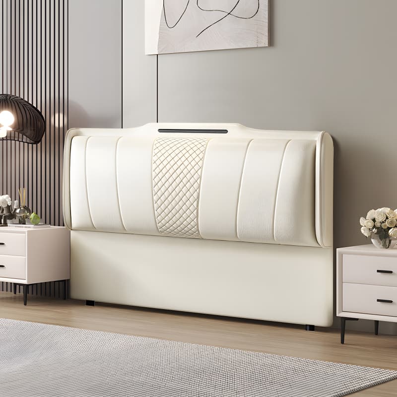 Simplistic Wingback Headboard with Camelback Shape for Queen Bed, Standard Height, Sponge Upholstery, No Distressing, Lumber Frame