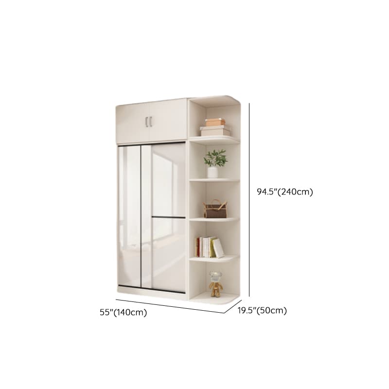 Chalk Modern Timber Self-supporting Wardrobe with Soft Close Door and Clothing Rod, Slipping Mechanism - image 32
