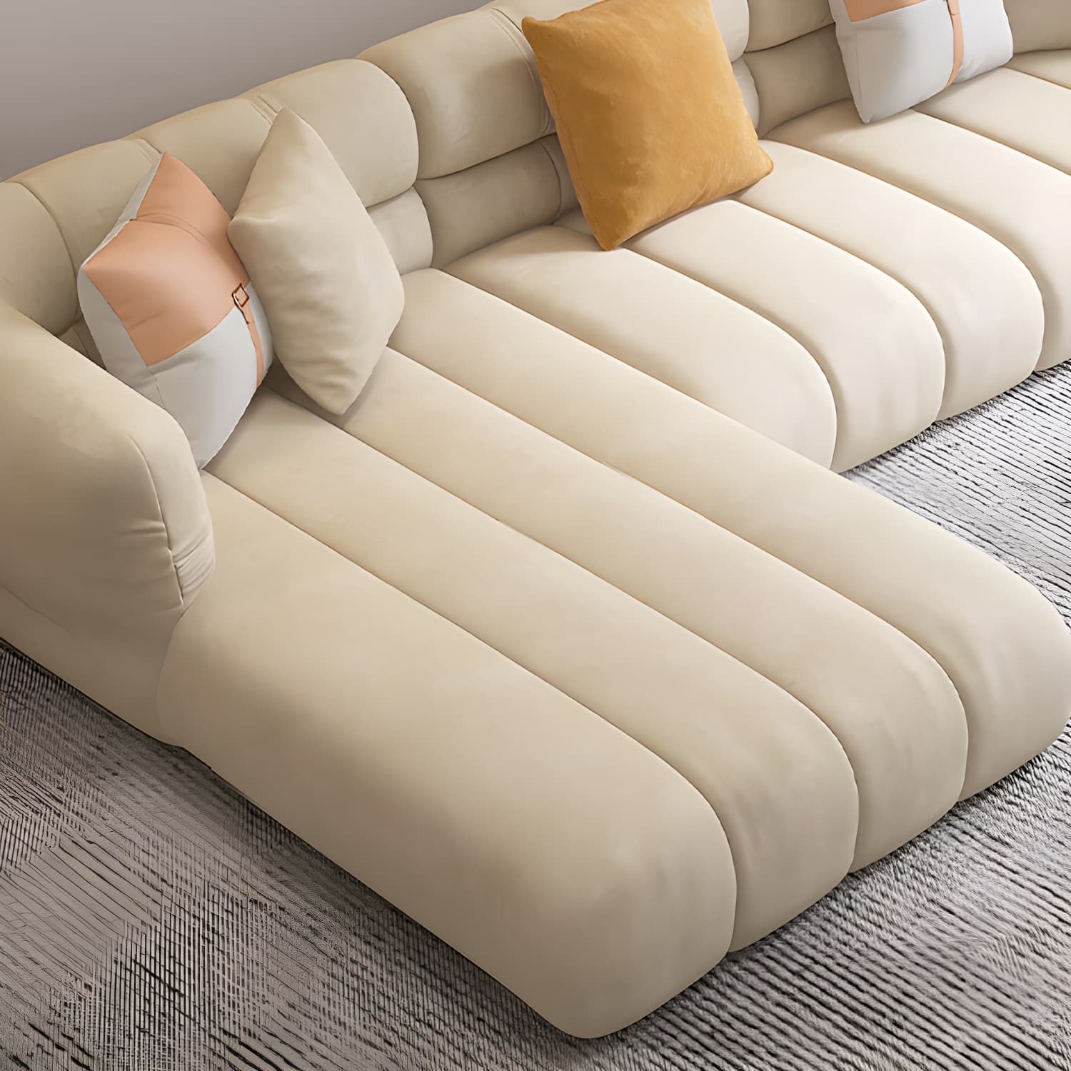 Stylish Beige L-Shape Sectional Sofa Chaise with Storage Included - image 10