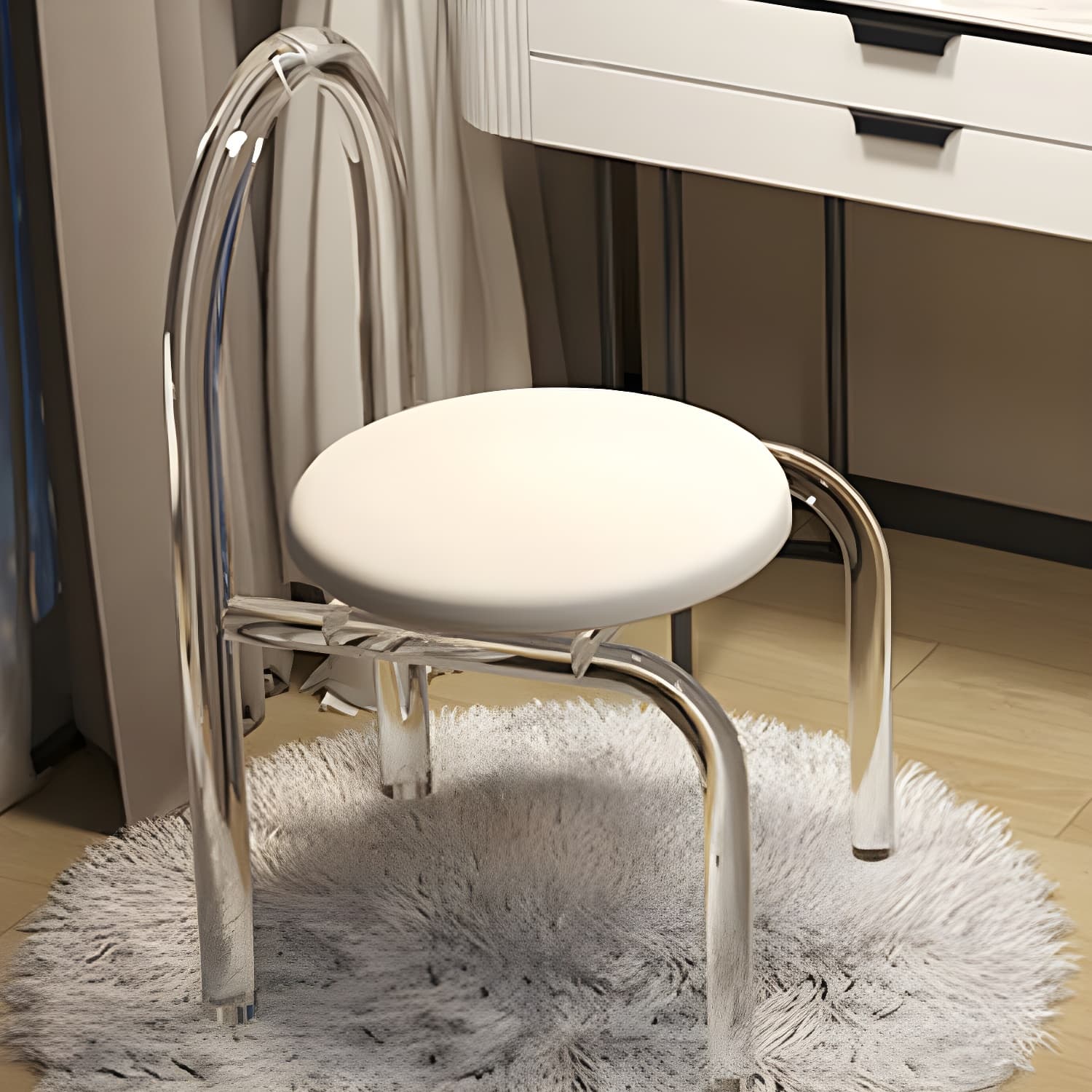 Contemporary Stone Top Vanity Table Set with Mirror and Stool Glam Slate Dressing Table - image 16
