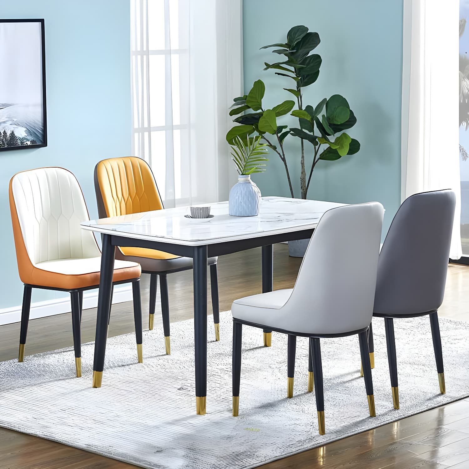 Metal Base Indoor Chair 18'' Wide Parsons Leather Chair for Restaurant - image 11