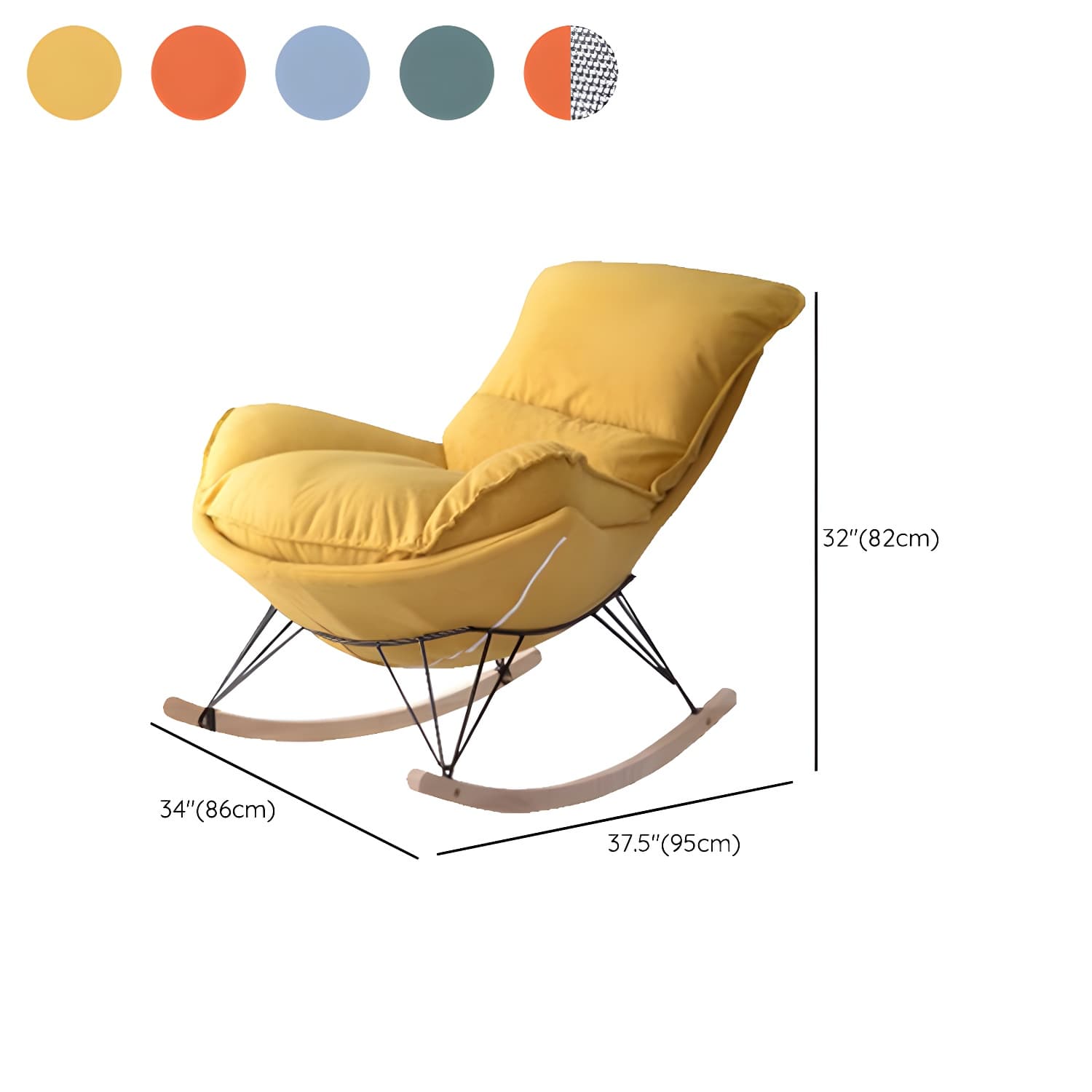 Modern Upholstered Rocking Chair with Ottoman Set - Natural Wood Legs - image 25