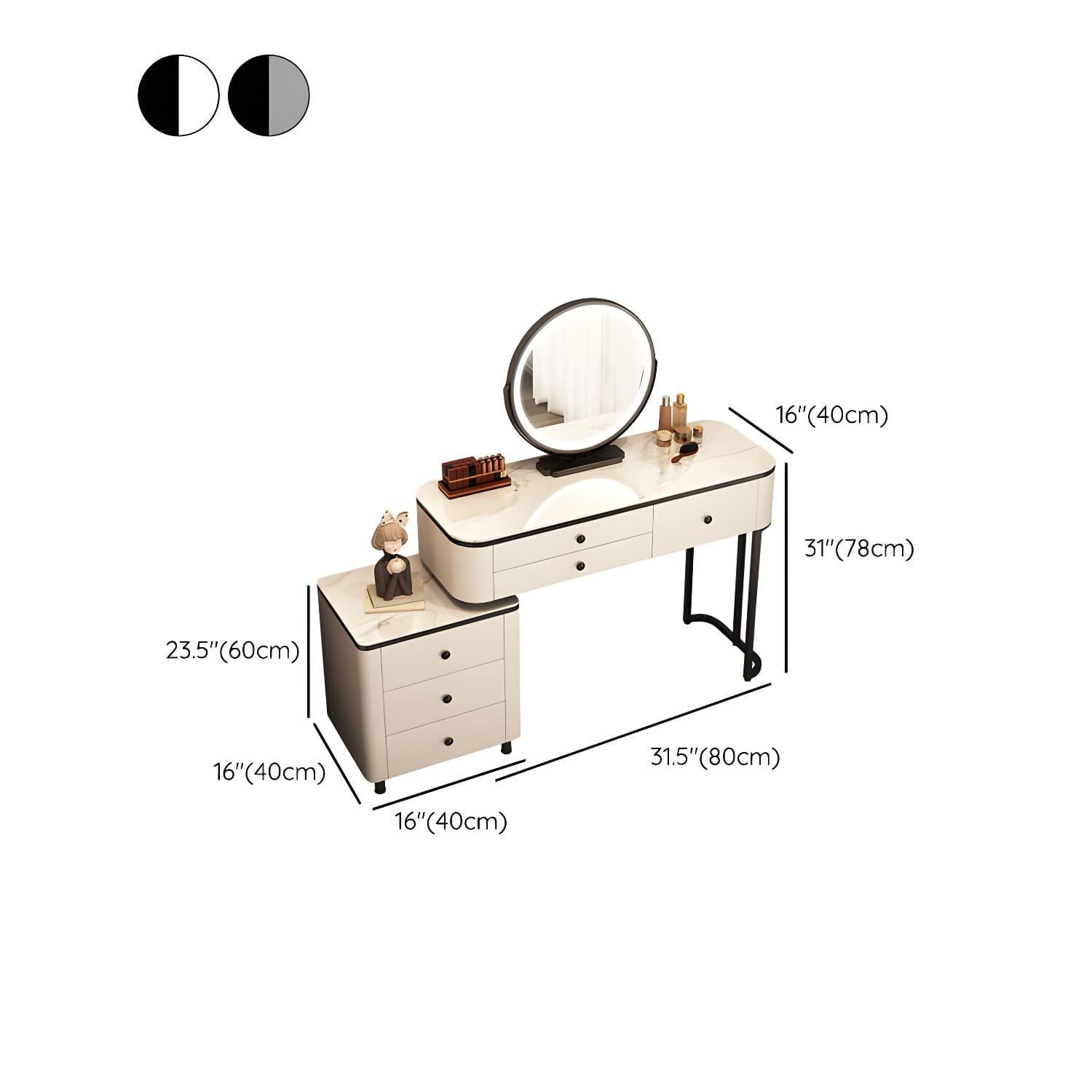 Contemporary Stone Vanity Desk Removable Vanity Dressing Table - image 8
