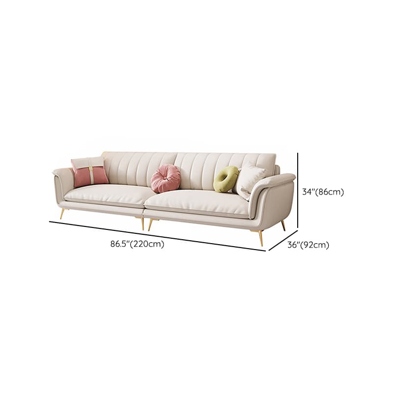 Modern Beige Tech Cloth Sectional Sofa with Flared Arm and Cushion Back - image 16