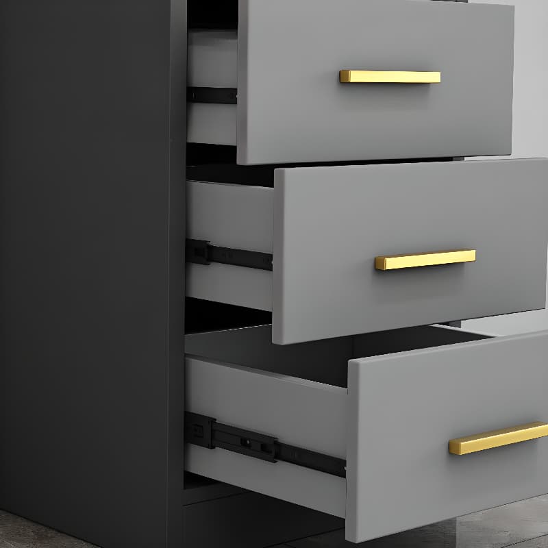 Moisture-proof Scratch-shielded Accent Cabinet with 4 Exterior Shelves, Black Top, Soft Close Drawer, Stain Resistant, and Lighting - image 5