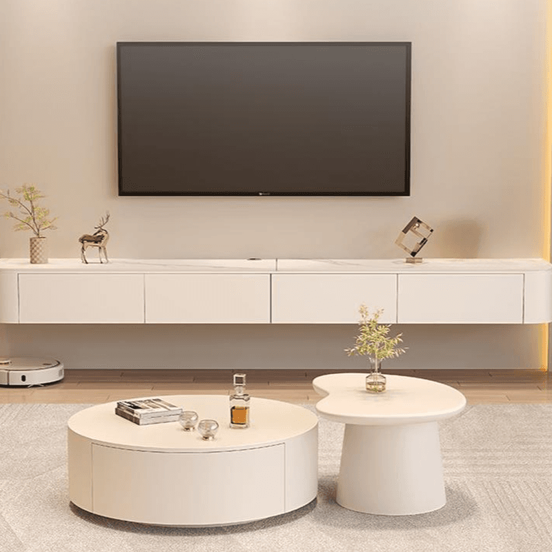 Wall Hanging Stone Countertop TV Stand for Parlor with 2 Doors - image 4