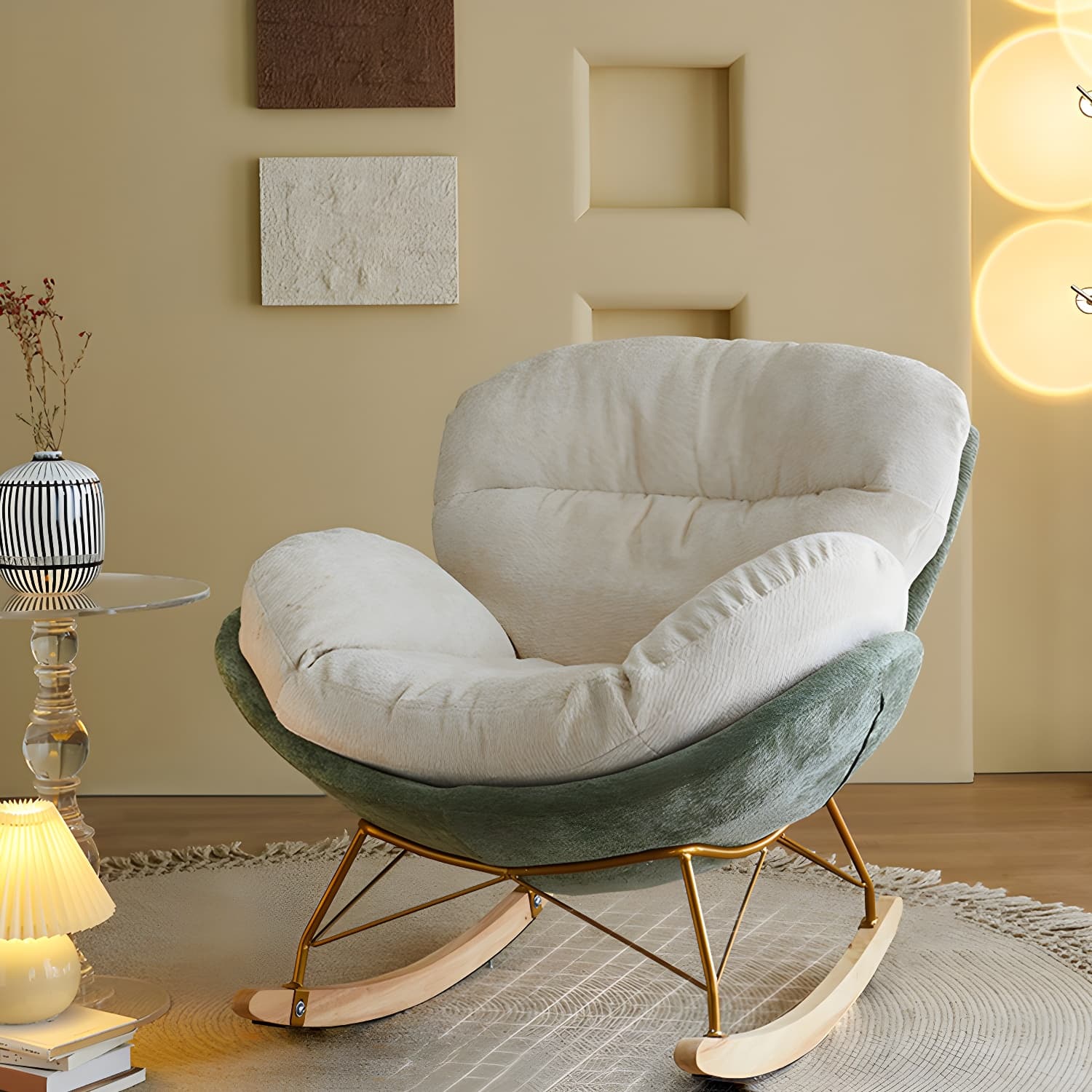 Scandinavia Rocking Accent Chair with Removable Cushions in Solid Wood - image 19