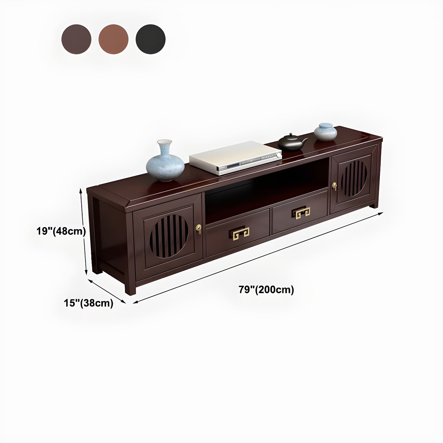 Solid Wood TV Cabinet Traditional Style Household Simple Open TV Stand Console - image 15