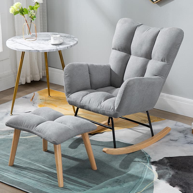 Modish Upholstered Cushioned Rocking Accent Chair 2 Piece Set with Footstool & Recessed Arm, Scratch-tolerant - image 23