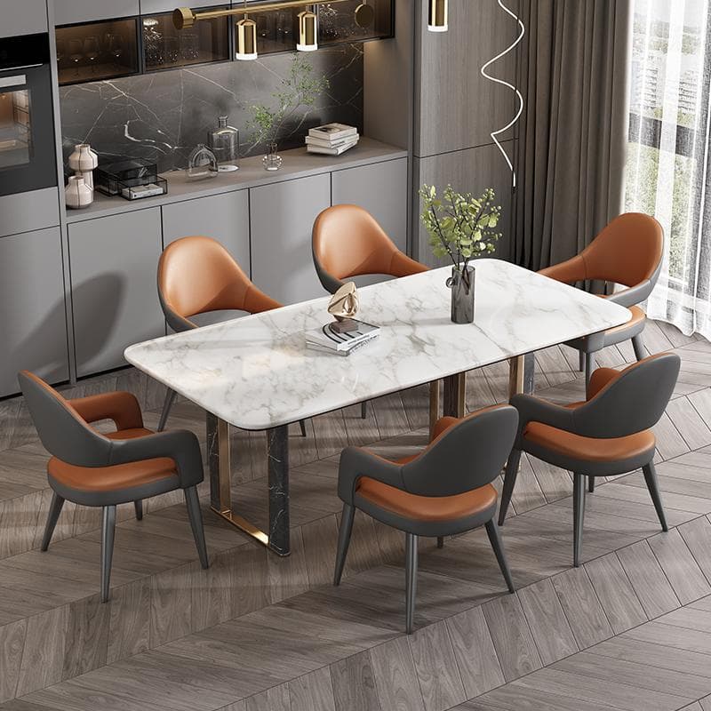 Faux Leather Arm Chair with Standard Back and Metal Legs in Gray for Kitchen & Dining - image 9