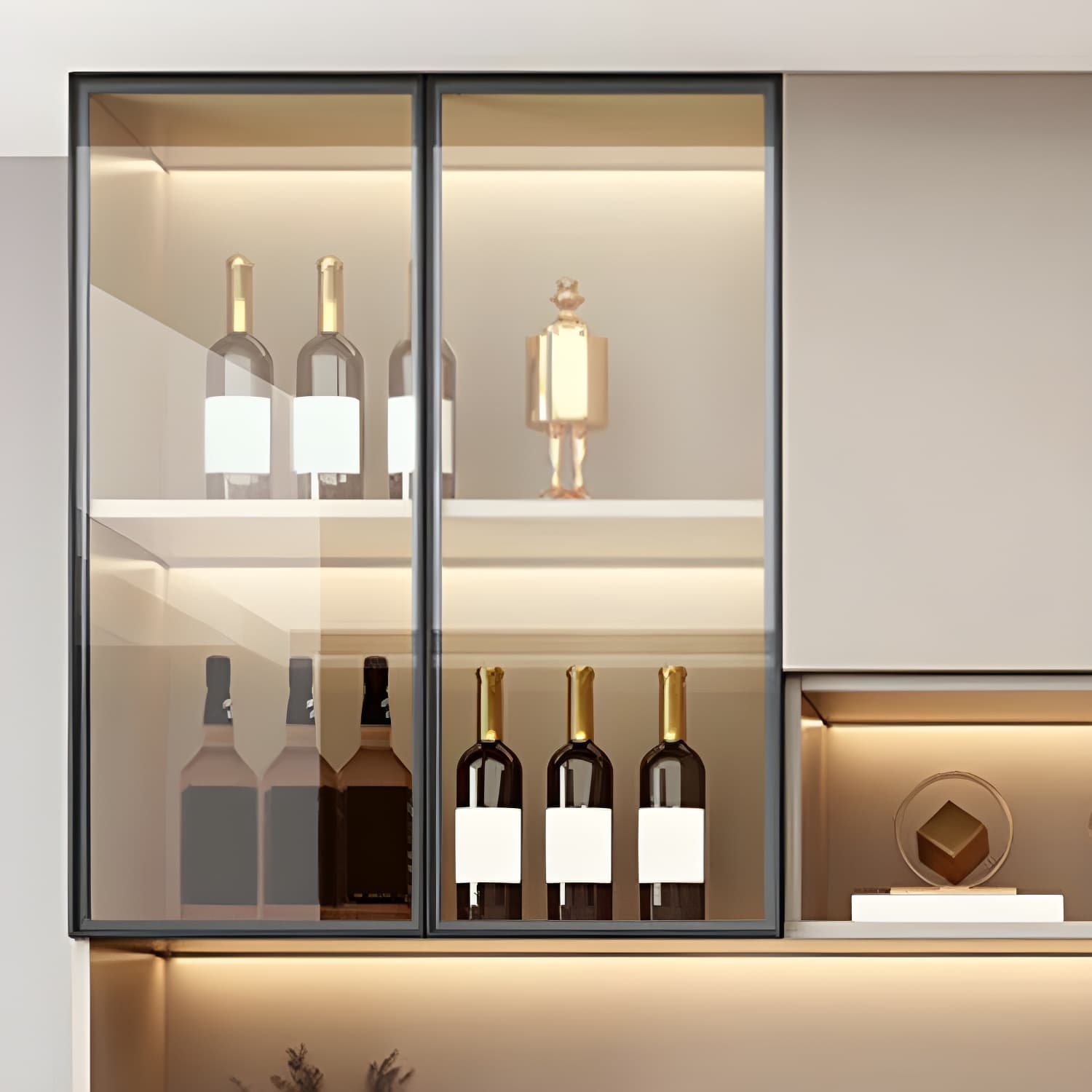 Modern Wood Cabinet with Glass Doors and Non-adjustable Shelves - image 6