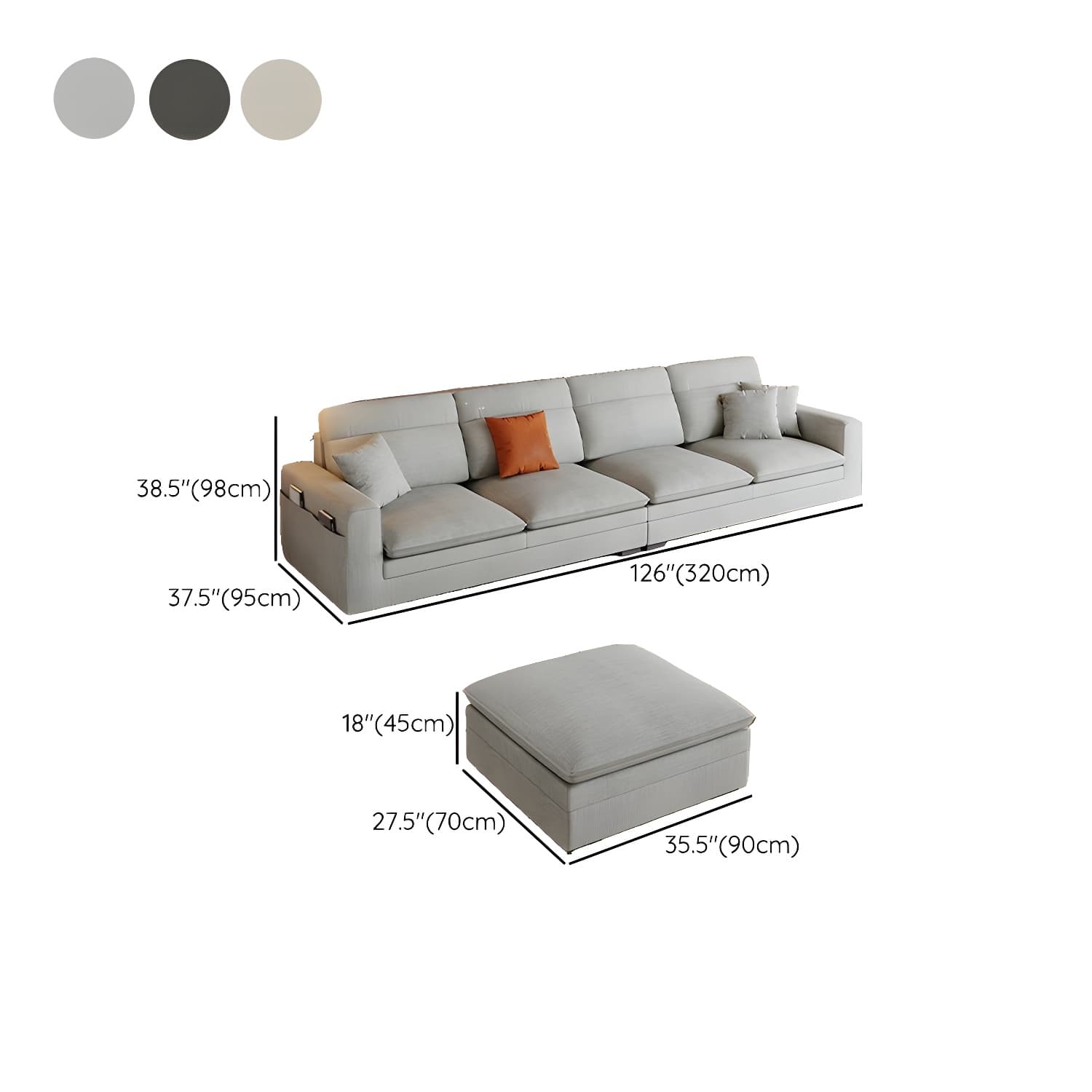 Contemporary Square Arm Sectional Sofa with Pillows and Storage - image 16