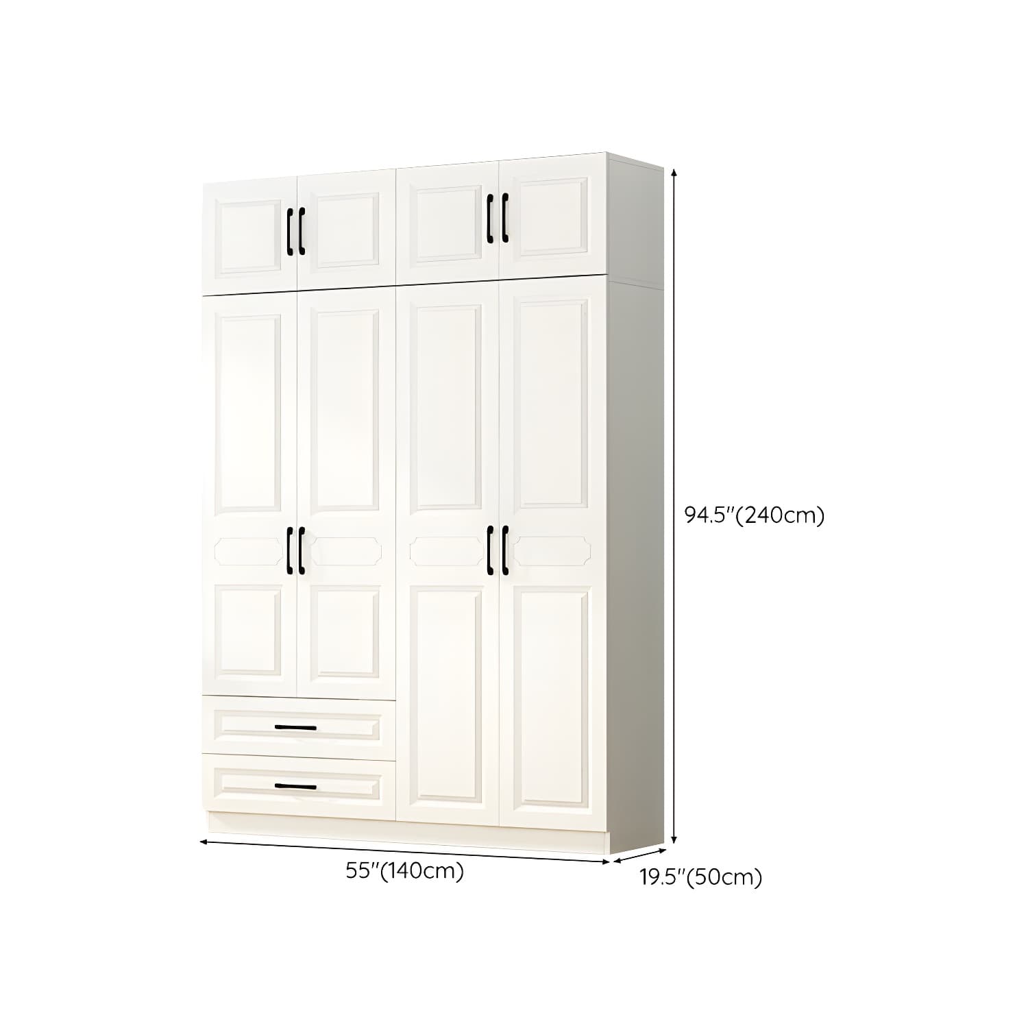 White Modern Wood Wardrobe Armoire with Clothing Rod and Shelves - image 19