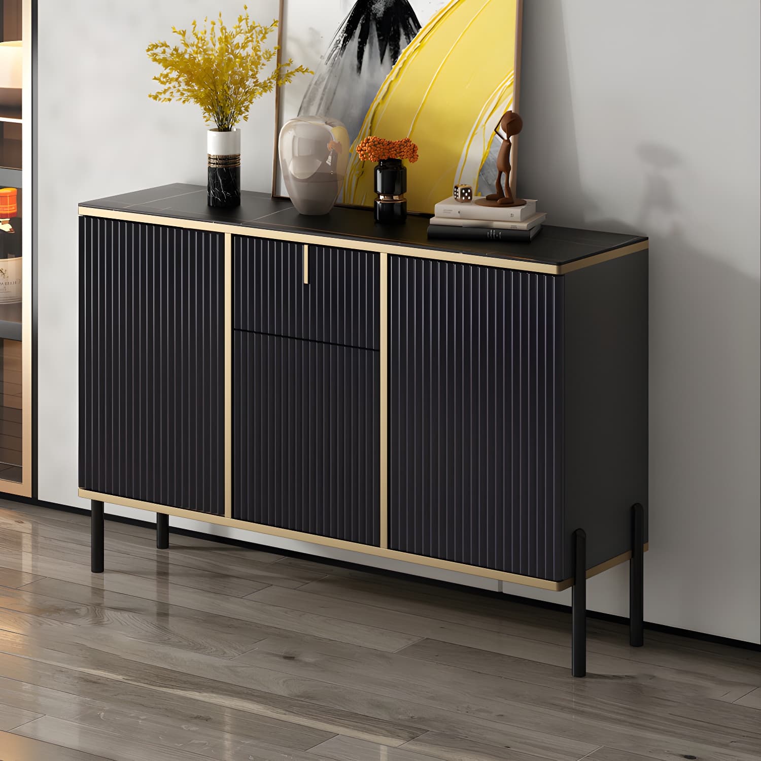 Glam Sideboard Stone Top Sideboard with Door for Living Room - image 14