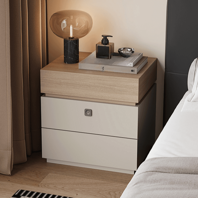 Organic Modern Nightstand With Drawer Organization with 3 Drawers and Real Wood Countertop - image 9