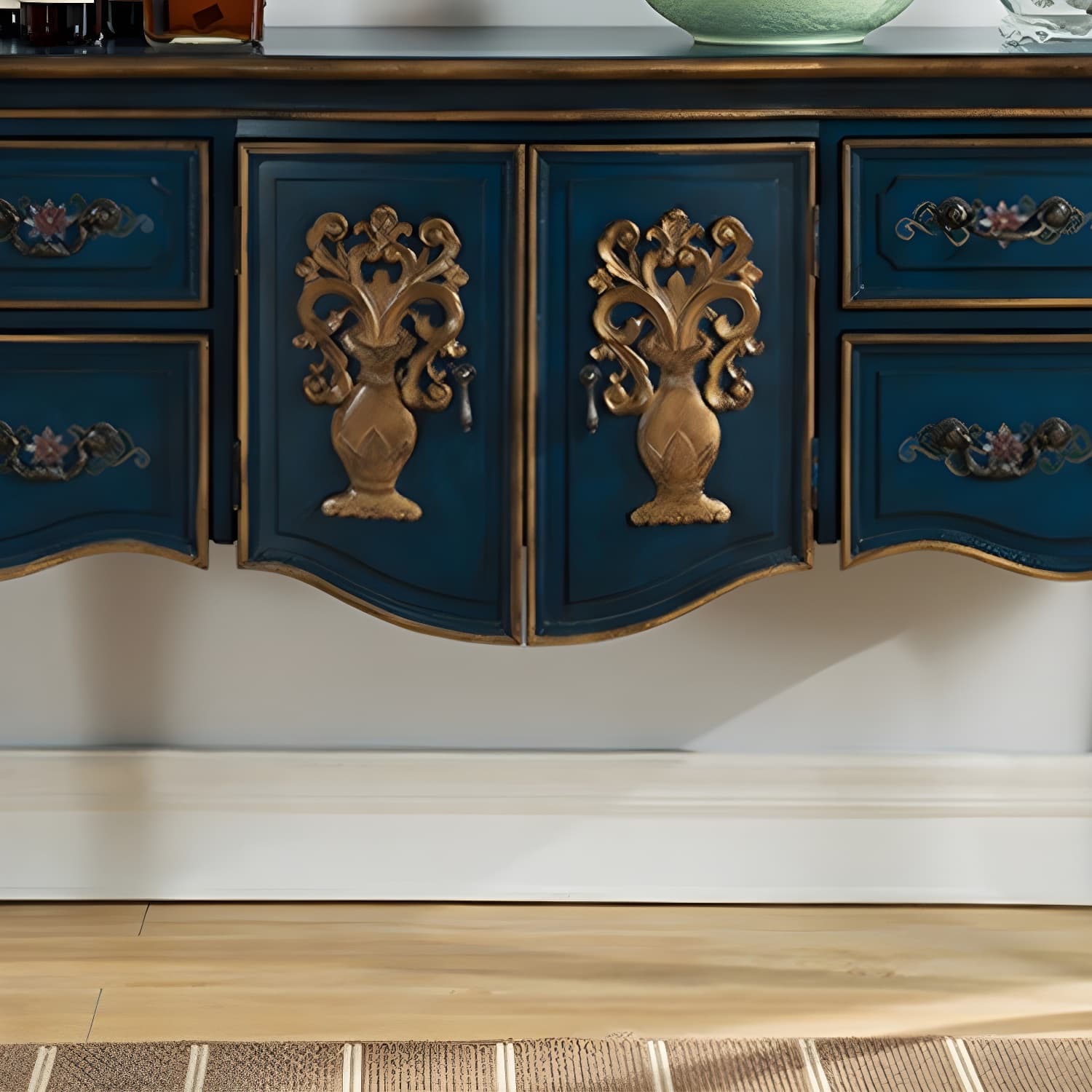 Solid Wood 35.4" Tall 2 - Door Accent Cabinet, Industrial Accent Cabinet with 4 Drawers - image 13