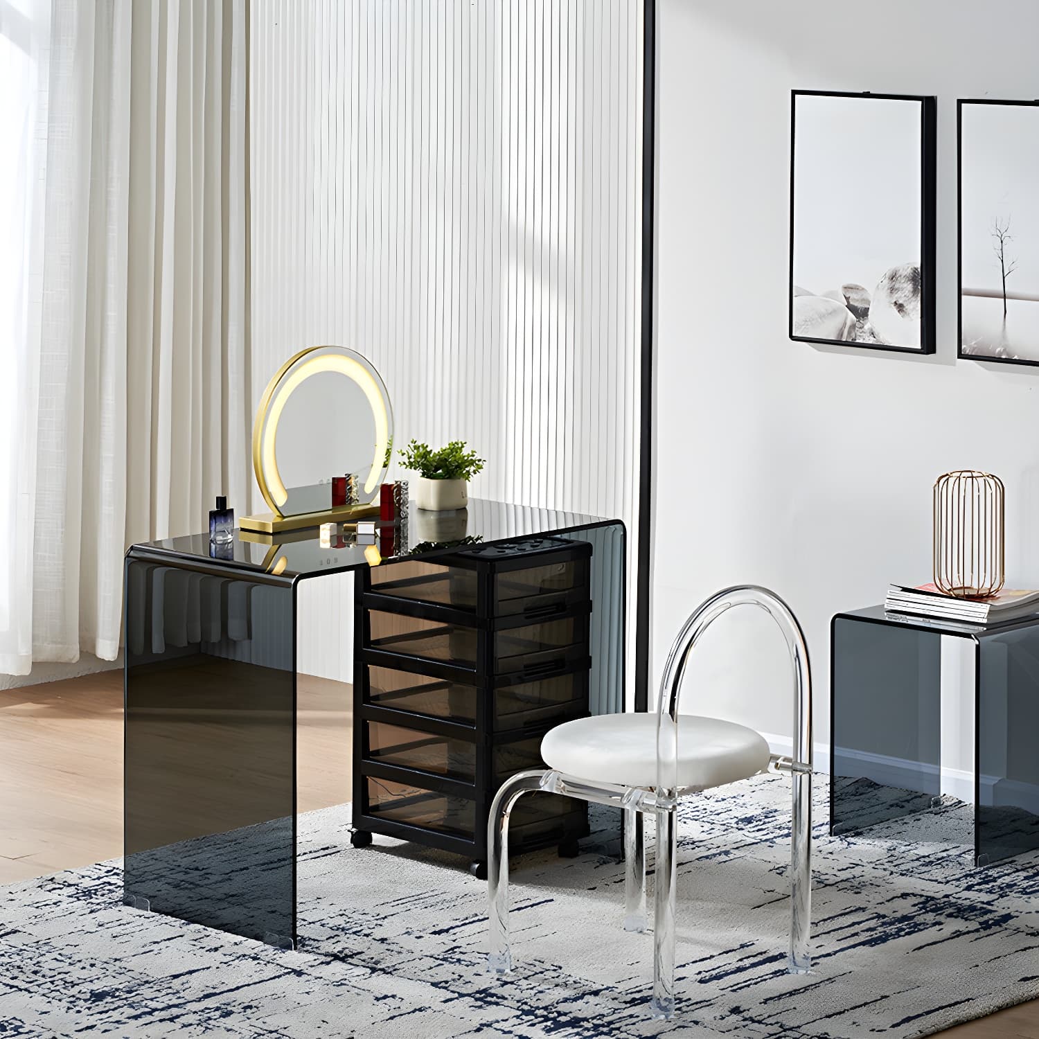 Contemporary Make-up Vanity Standing Glass Bedroom Makeup Vanity Set - image 4