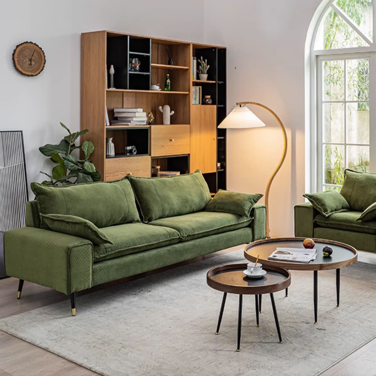 Modern Olive Green/Ink/Lemon Color Solid Color Leather/Corduroy Sofa Couch for Seats 4/Seats 3/Seats 2 - image 11