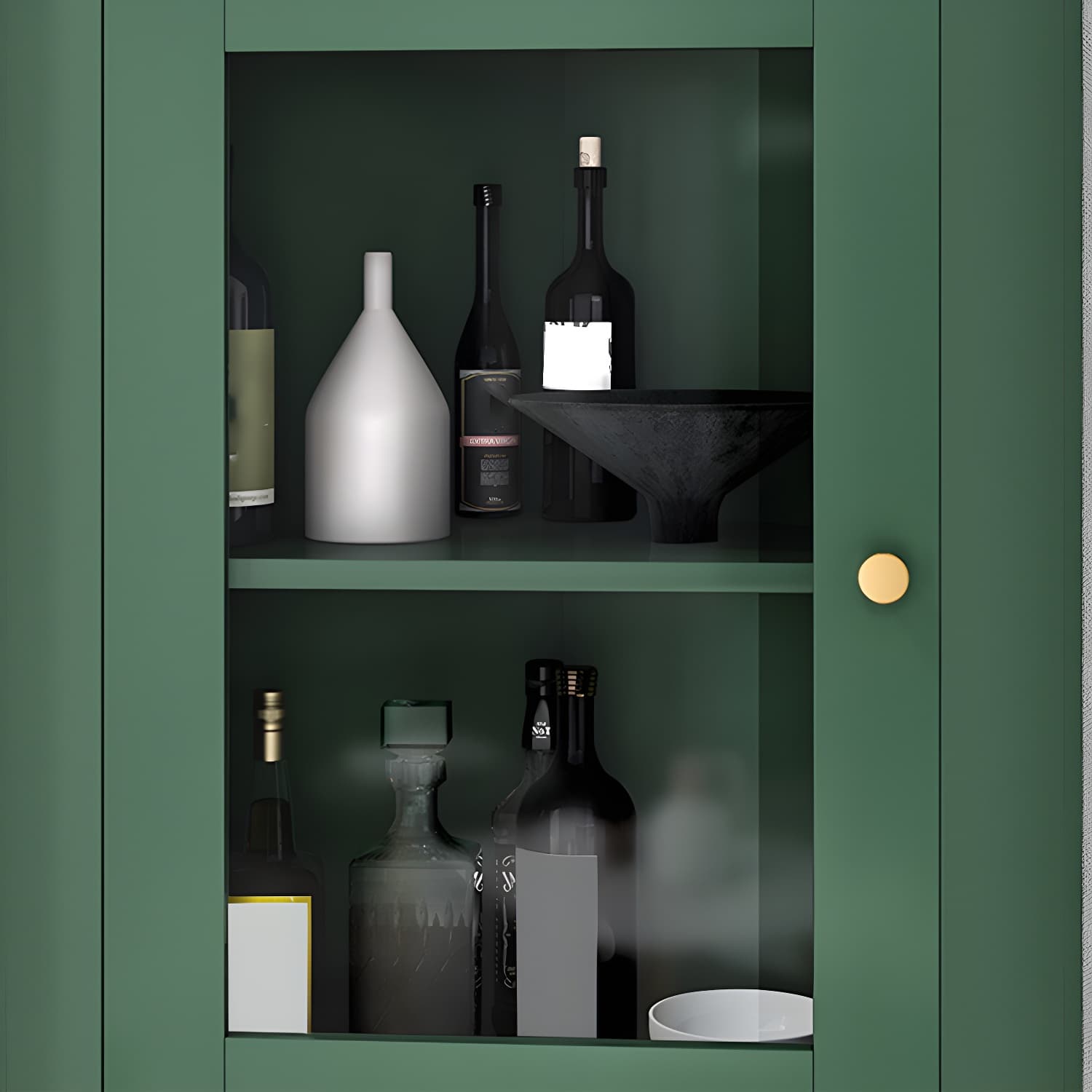 Wooden Storage Cabinet with 2 Glass Doors and Storage Shelf Modern - image 8