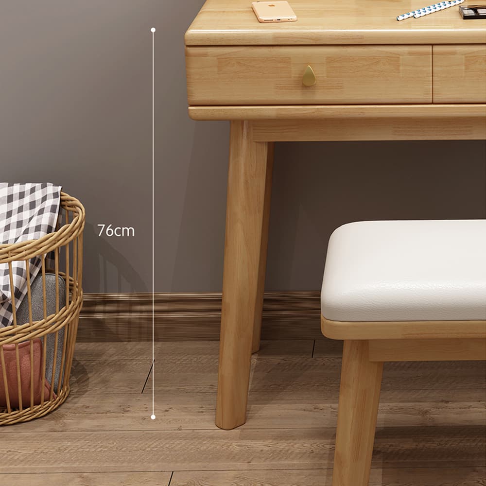 Scandinavian Solid Wood Table Makeup Vanity with Mirror and Drawers - image 8