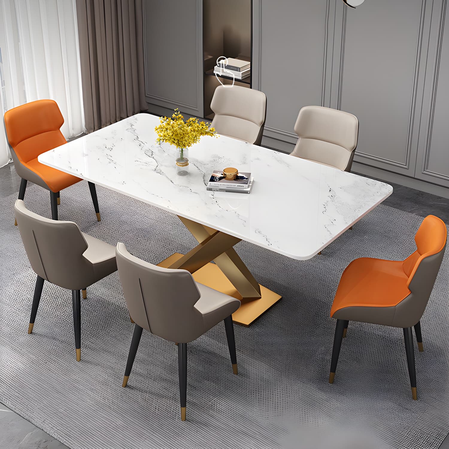 Nordic Style Metal Chair Wingback Kitchen Side Chair for Dinning Room - image 16